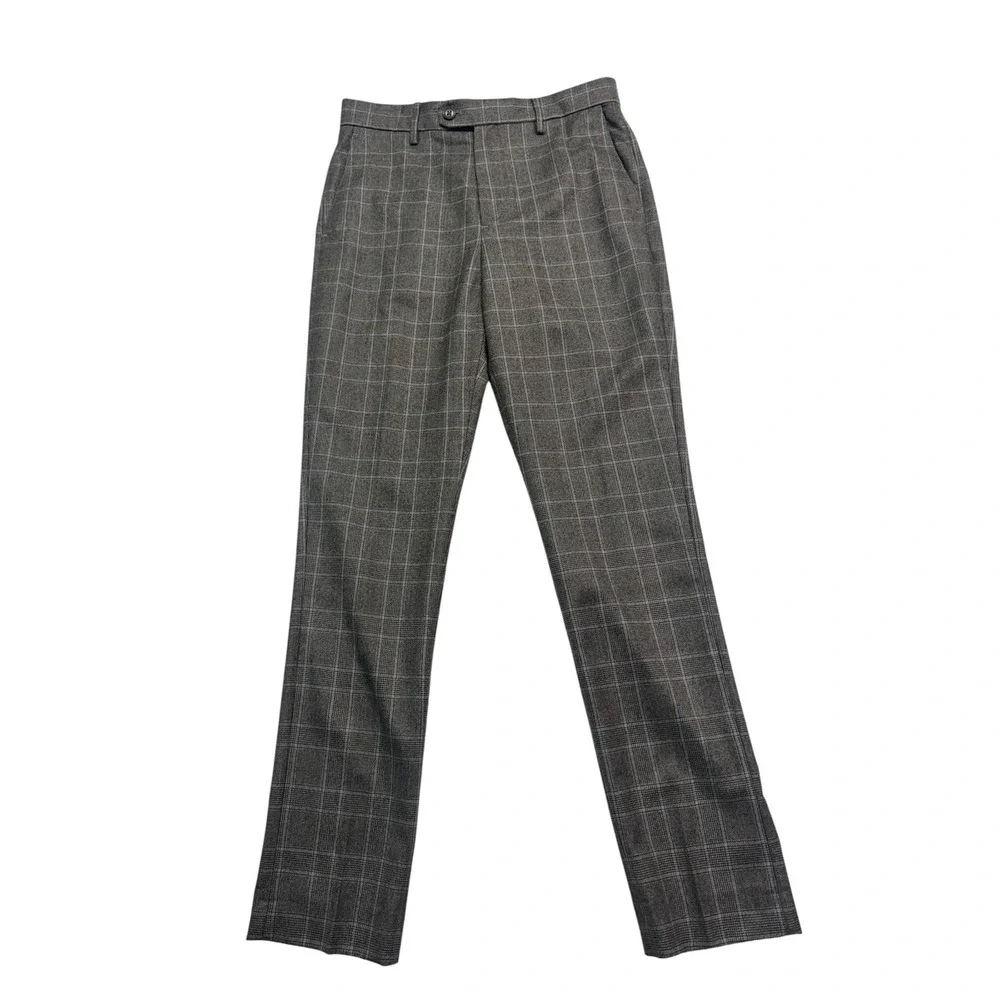 Banana Republic 30x32 Brown Plaid Flannel Wool Pants Trousers Italian Fabric